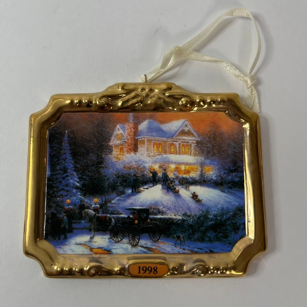 1998 Hallmark Keepsake Thomas Kinkade Victorian Christmas II Ceramic Ornament